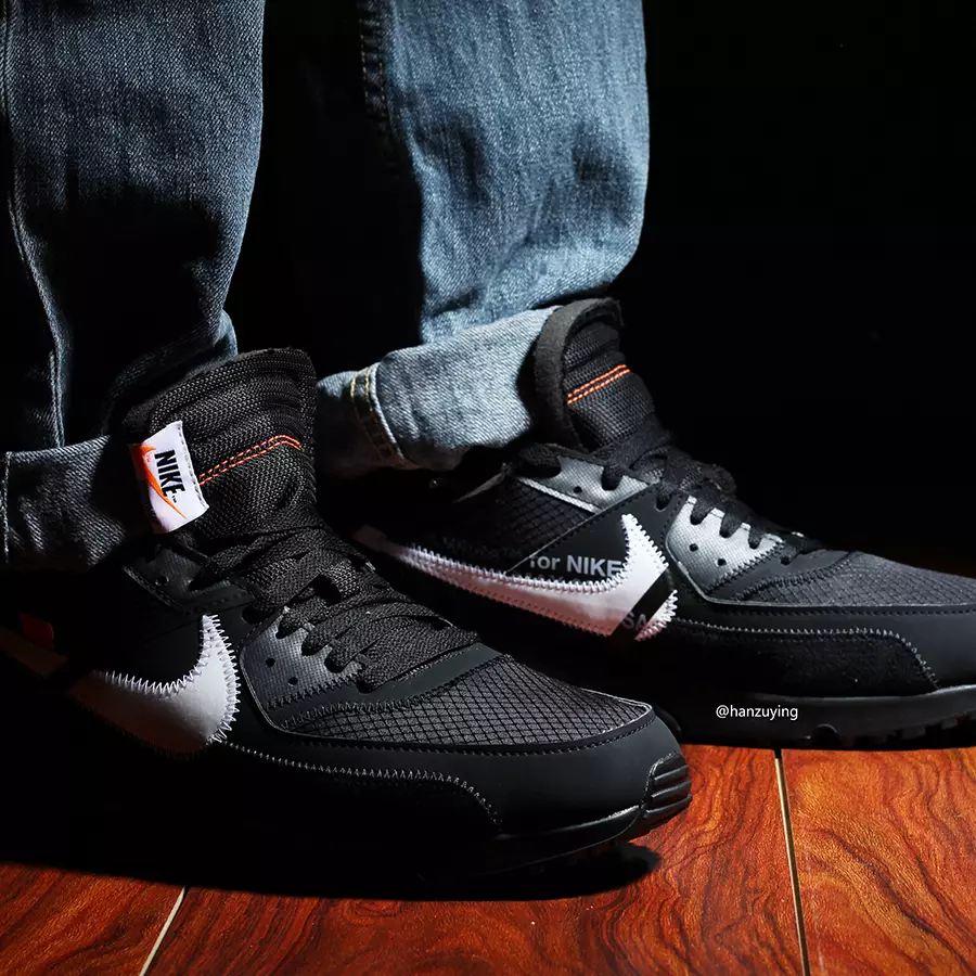 Off-White Nike Air Max 90 Black AA7293-001 Ημερομηνία κυκλοφορίας On-Feet