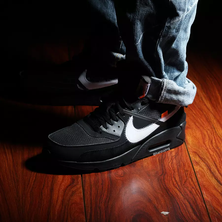 Off-White Nike Air Max 90 Black AA7293-001 Release Date On-Feet