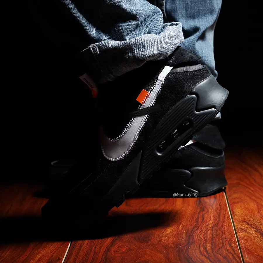 Off-White Nike Air Max 90 Black AA7293-001 Ngày phát hành On-Feet