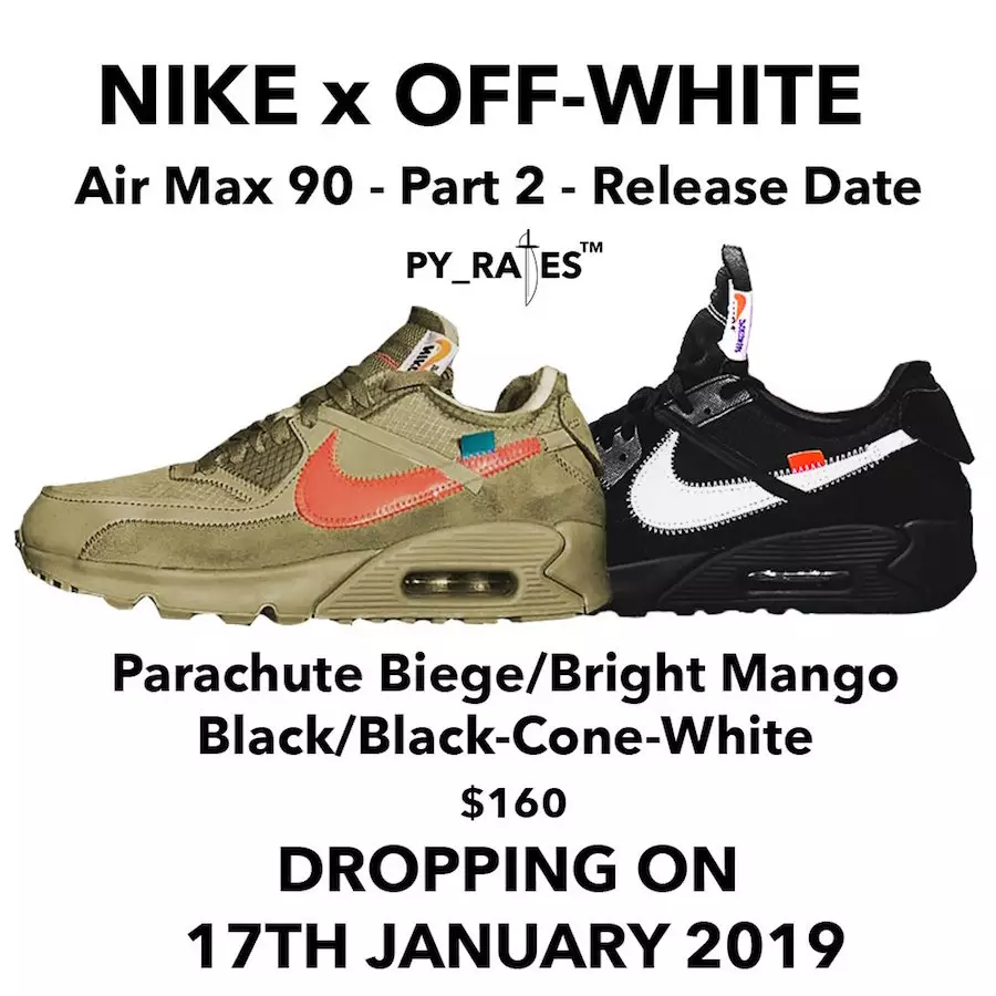 Nike x Off-White Air Max 90 2019 թողարկման ամսաթիվ