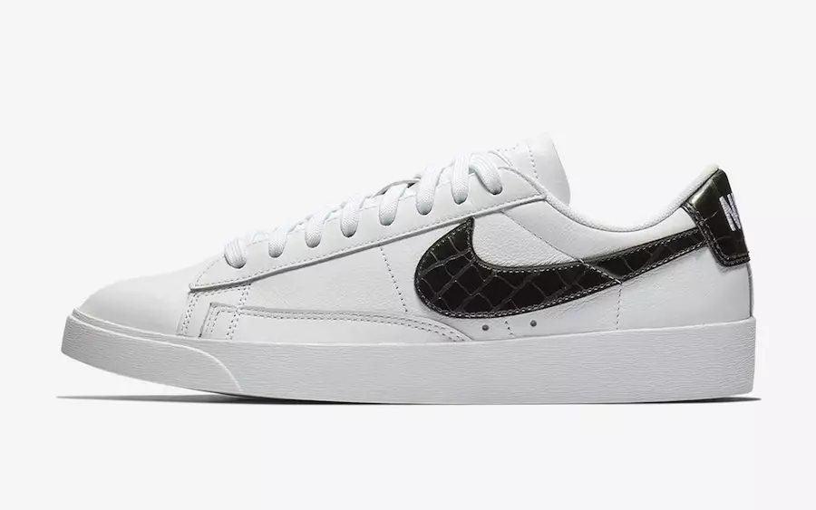 ဤ Nike Blazer Low သည် အနက်ရောင် Croc ပစ္စည်းဖြင့် ပါရှိသည်။