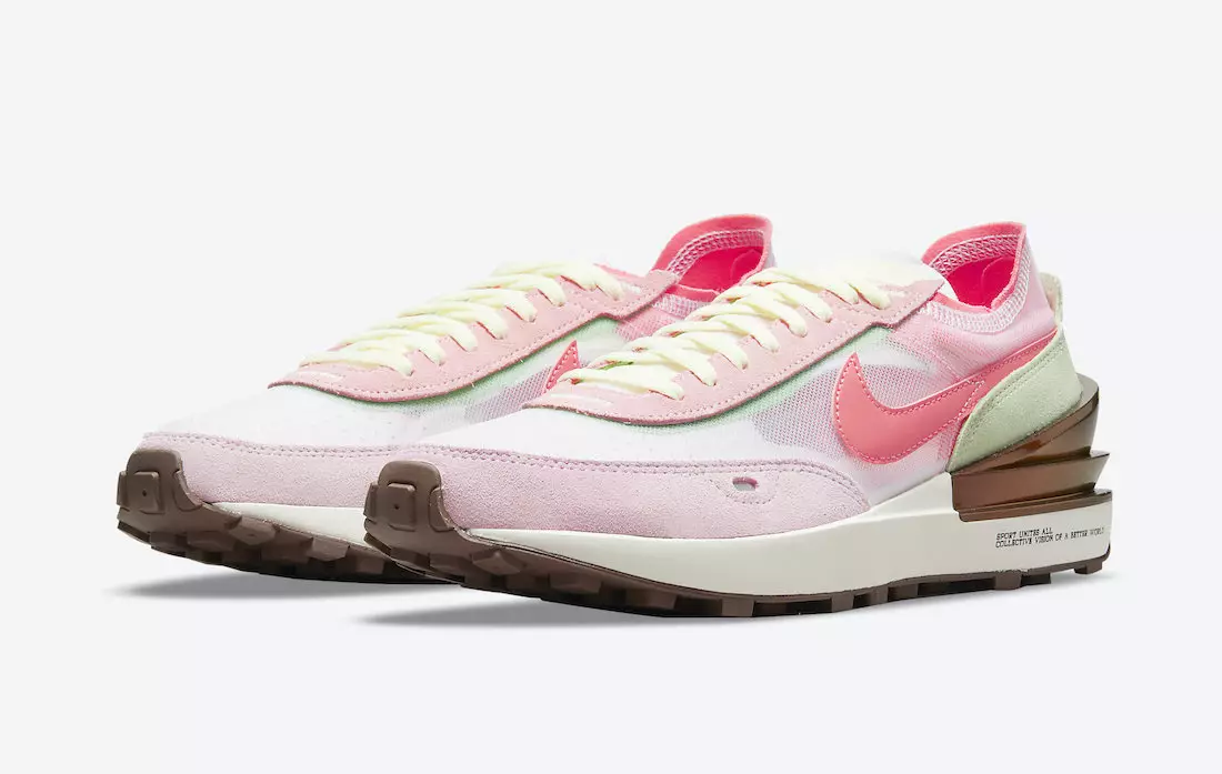 Nike Waffle One "Rawdacious" dettagliato con un messaggio positivo