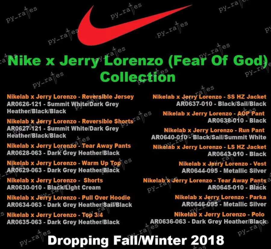 Collezione NikeLab Jerry Lorenzo Fear of God