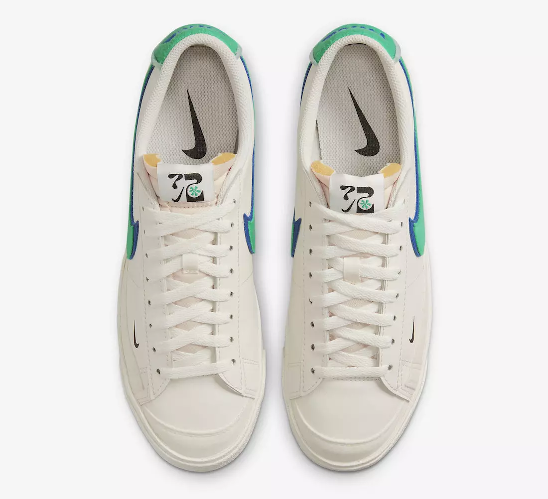 Nike Blazer Low Phantom Stadium Groen Oud Koningsblauw DO9777-001 Releasedatum