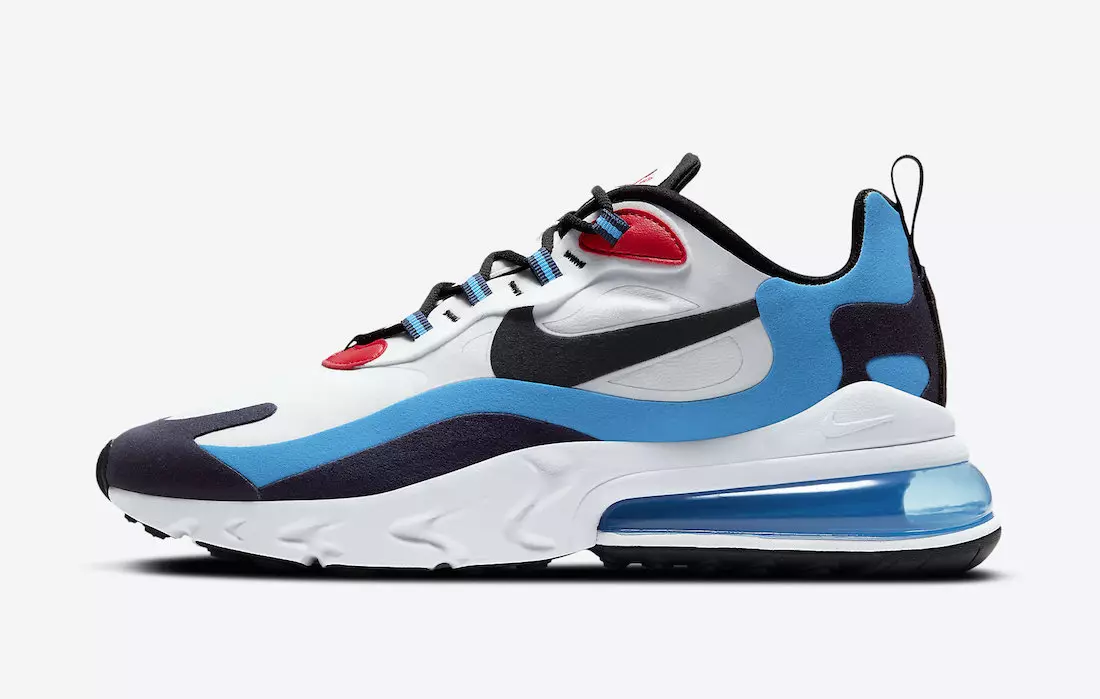 Nike Air Max 270 React White Photo Blue University Red DA2400-100 Tarikh Tayangan