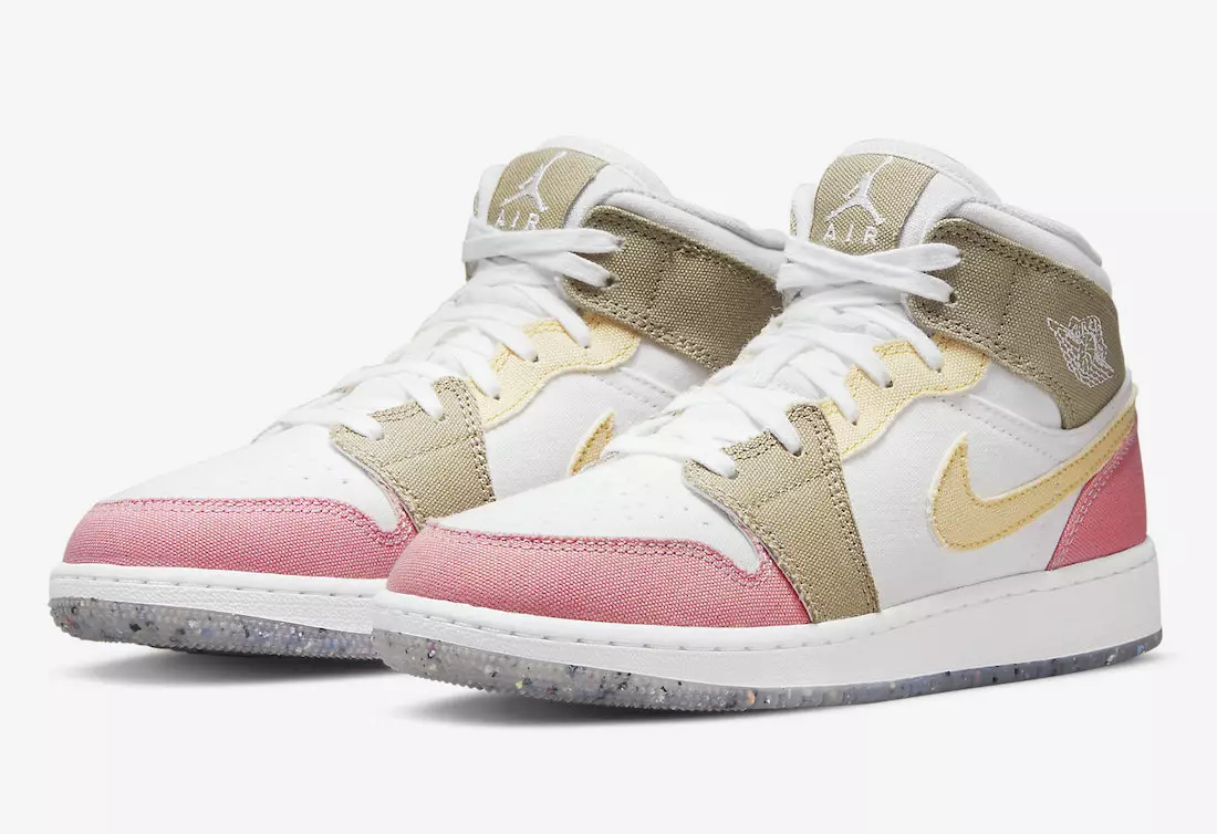 Kids Air Jordan 1 Mid täckt av återvunnen canvas