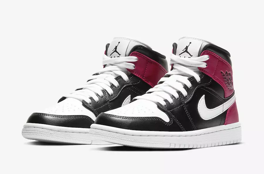 Air Jordan 1 Mid WMNS Сиёҳ Сафед Noble Red BQ6472-016 Санаи озод