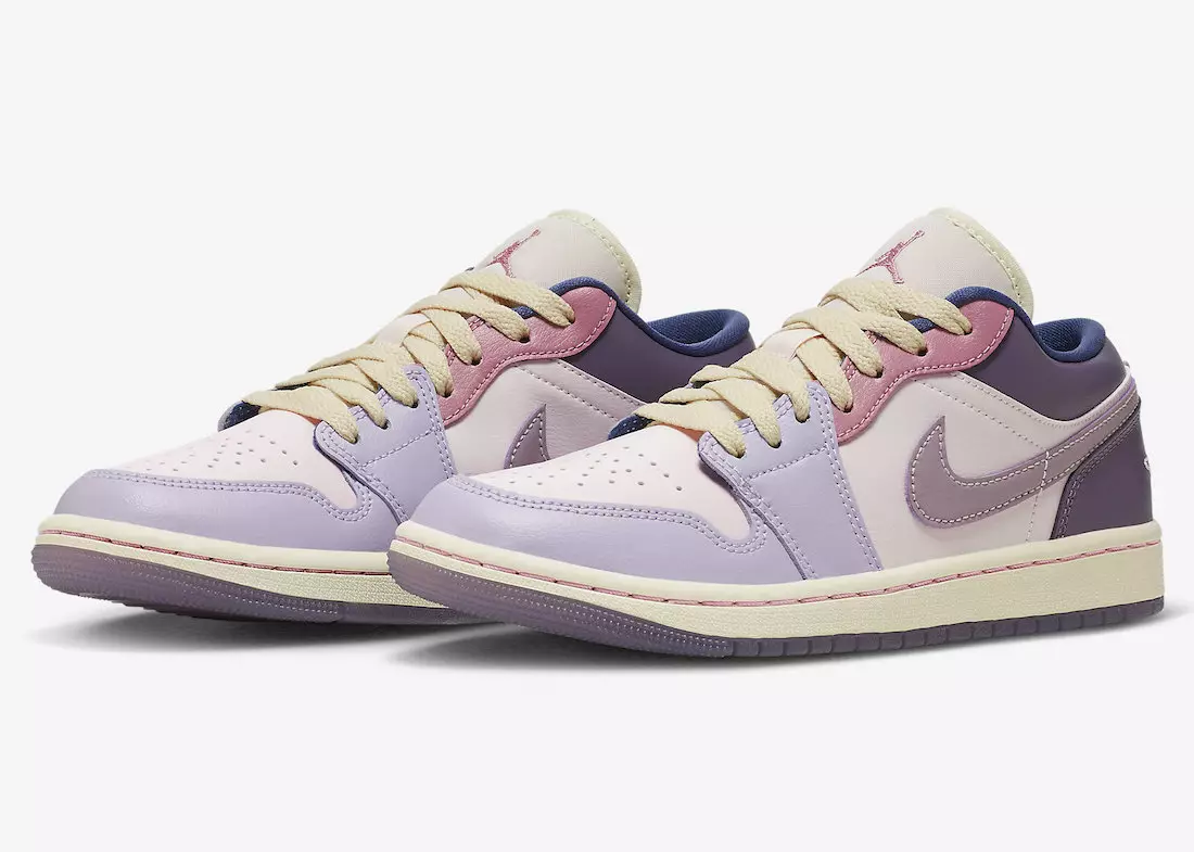 Air Jordan 1 Düşük Pastel Pembeler ve Morlarla Kaplı