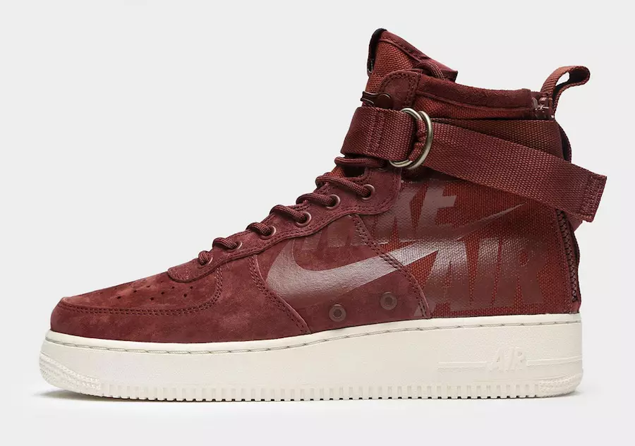 Nike SF-AF1 Mid Borgonha Marrom Avermelhado