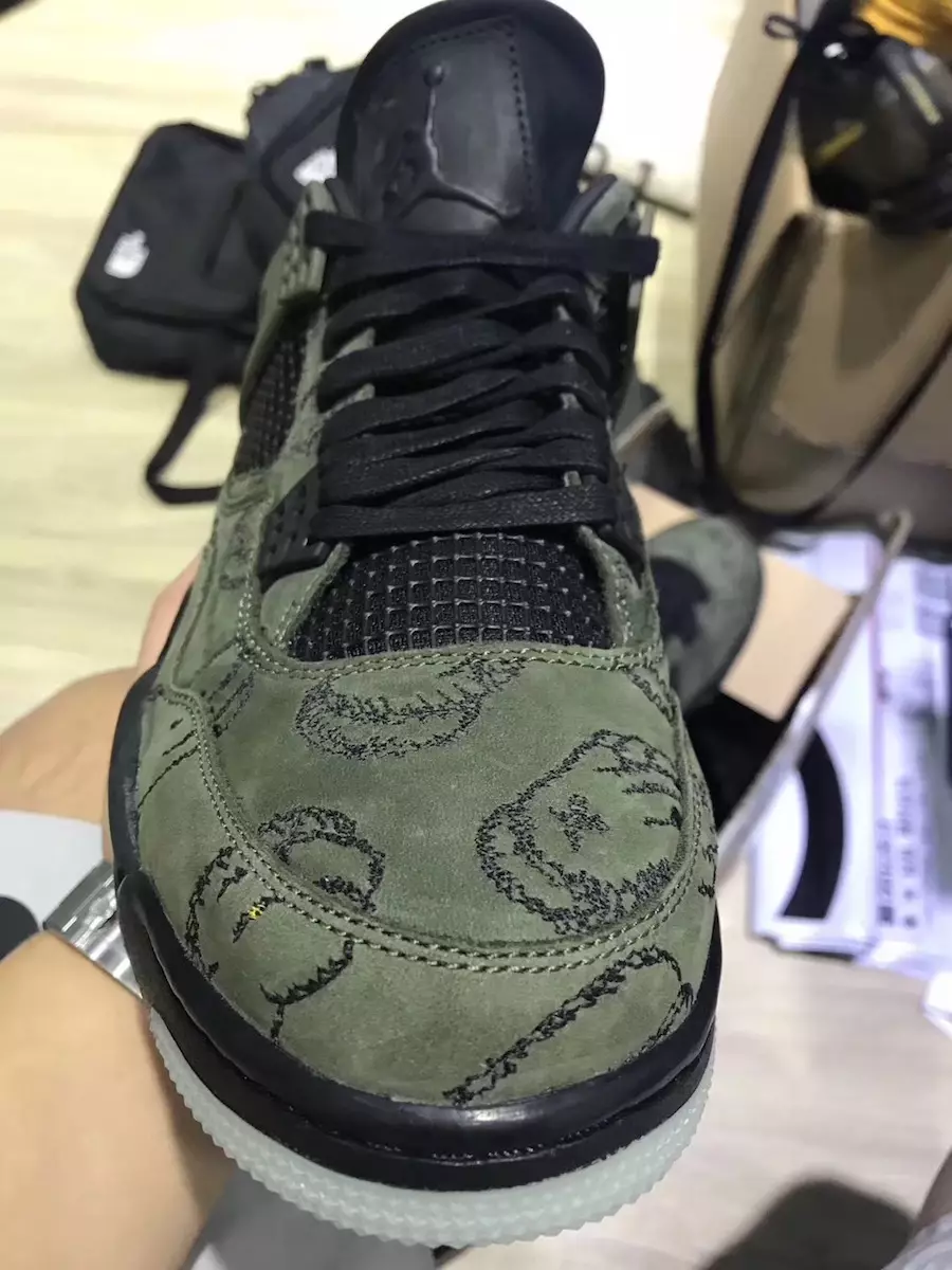 KAWS x Air Jordan 4 Oliven Sort