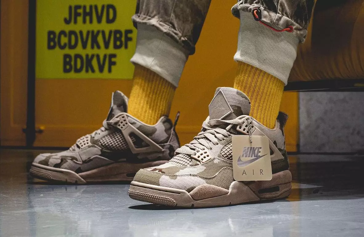 Aleali May Air Jordan 4 Camo Veteranendag DJ1193-200 On-Feet