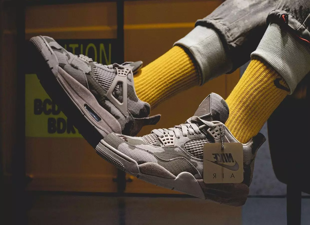 Aleali May Air Jordan 4 Camo Veteranendag DJ1193-200 On-Feet