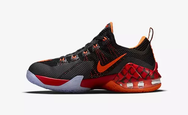 Nike LeBron 12 Íseal GS nathair Dubh Iomlán Oráiste Miotalach Silver