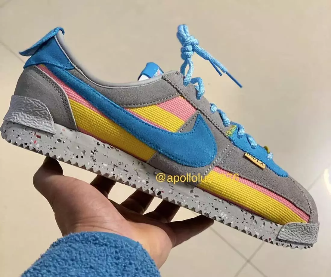 Union Nike Cortez Kelabu Biru Kuning