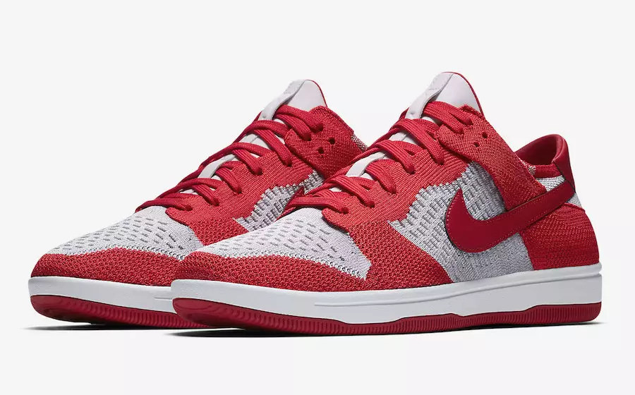 Nike Dunk Low Flyknit University Red Wolf Griż 917746-600