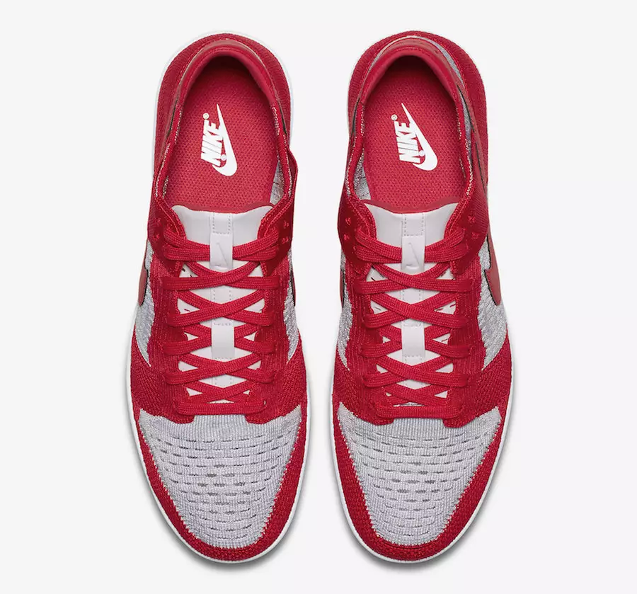 Nike Dunk Low Flyknit University Red Wolf Griż 917746-600