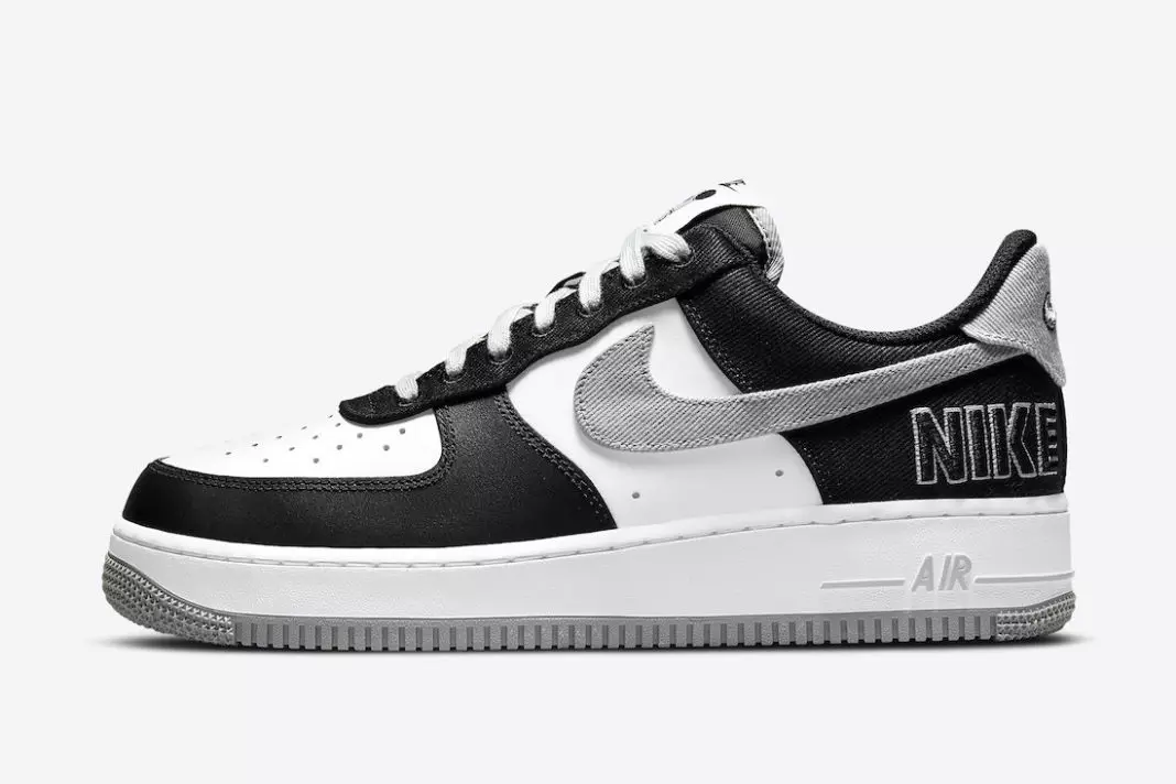 Nike Air Force 1 Íseal EMB Black Flat Silver CT2301-001 Dáta Eisiúna