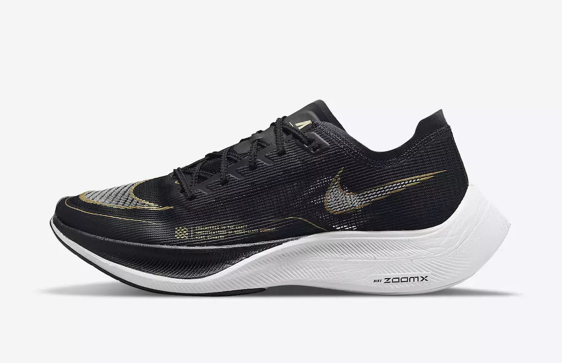 Nike ZoomX VaporFly NEXT 2 שוואַרץ גאָלד CU4111-001 מעלדונג טאָג