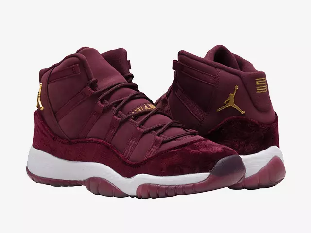 Air Jordan 11 GS Qırmızı Məxmər Gecə Maroon Yan