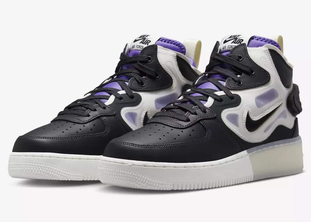 Nike Air Force 1 Mid React Black Purple DQ1872-001 Tarikh Tayangan