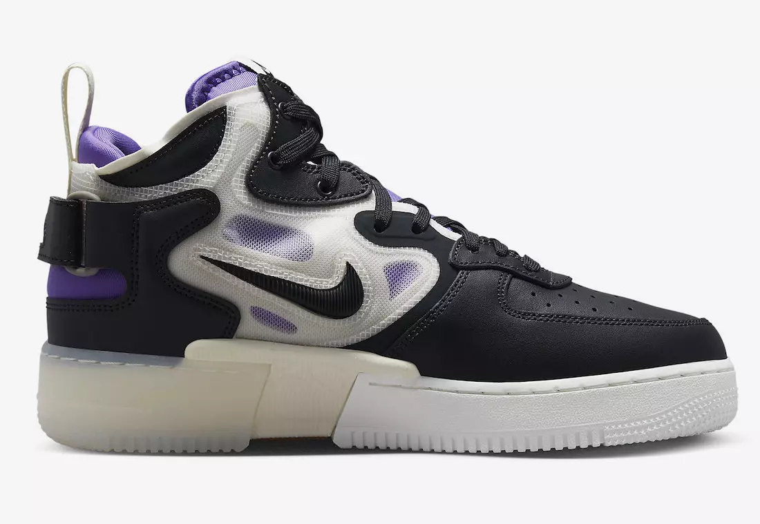 Nike Air Force 1 Mid React Black Purple DQ1872-001 מעלדונג טאָג