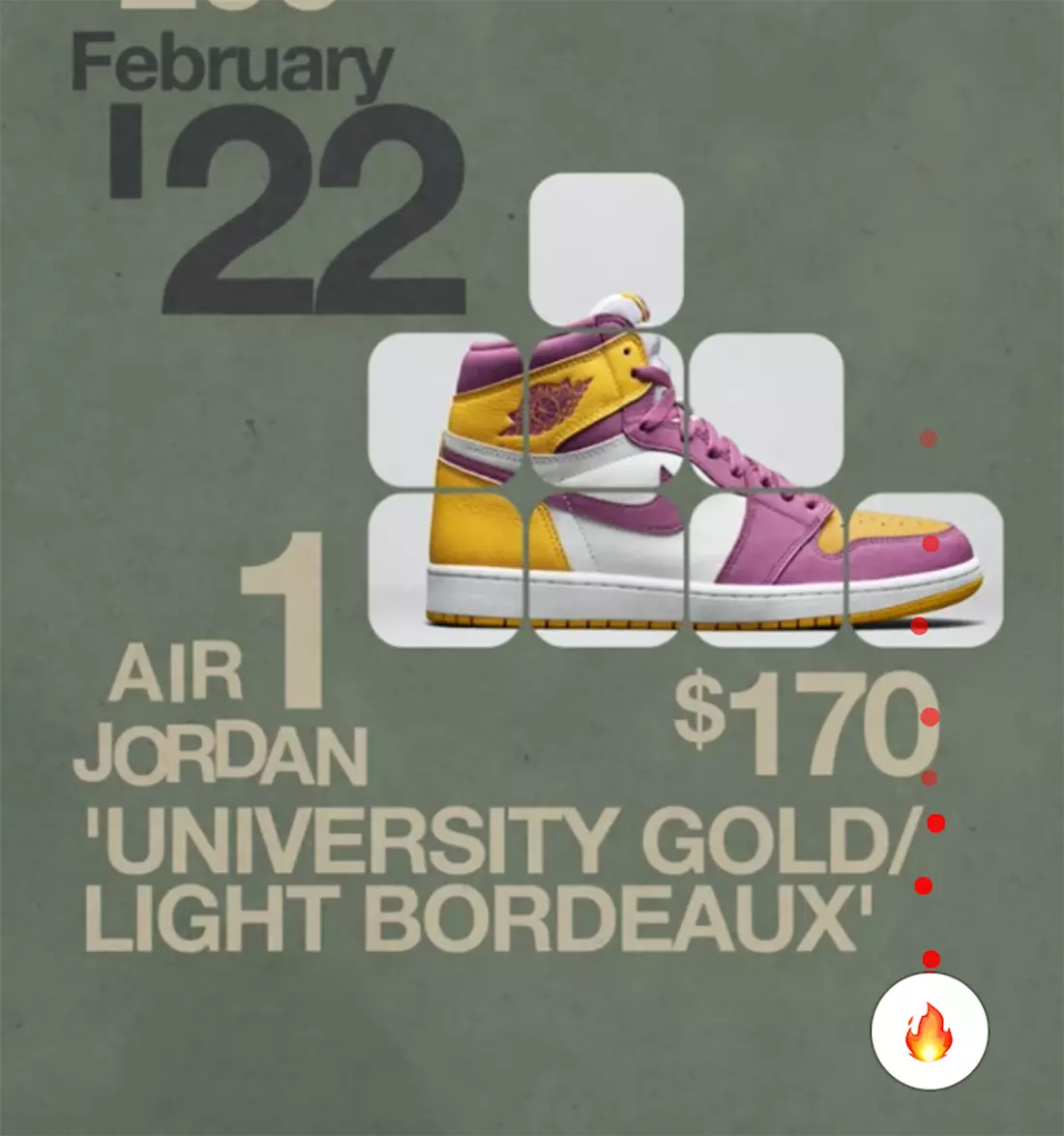 Air Jordan 1 University Gold Light Bordeaux julkaisupäivä