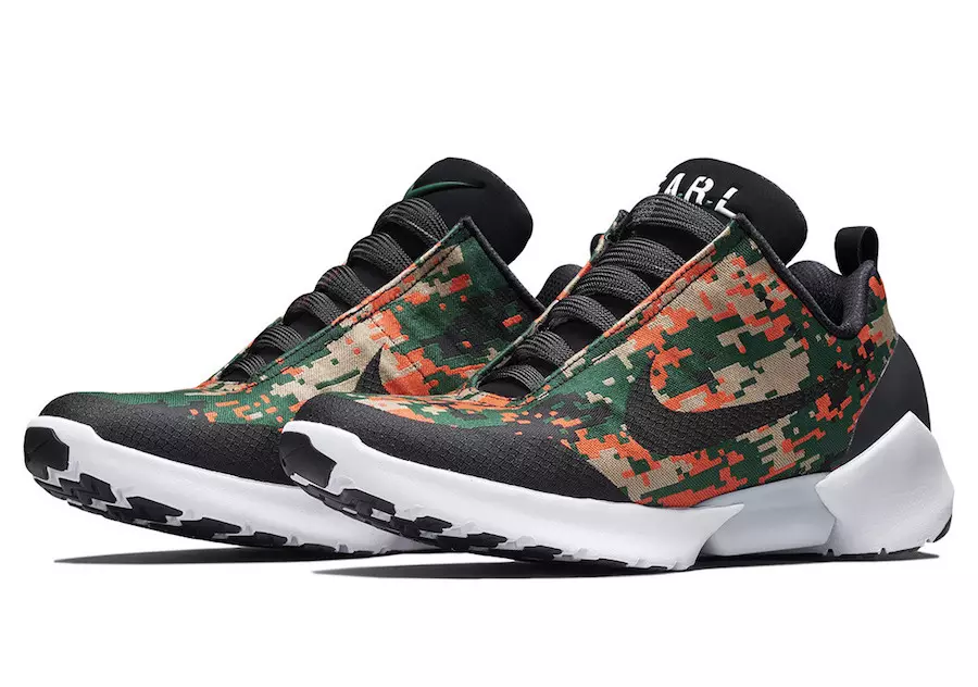 Nike HyperAdapt Digi Camo מאַסלינע פלאַק שוואַרץ מאַראַנץ שאָלעכץ סקוואַדראָן גרין