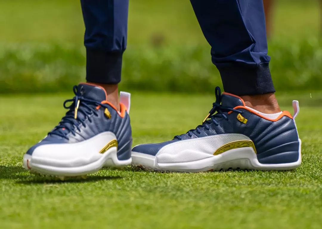 Air Jordan 12 Low Golf Midnight Navy, White Burnt Sunrise Metallic Gold DZ4524-400 Шығарылған күні