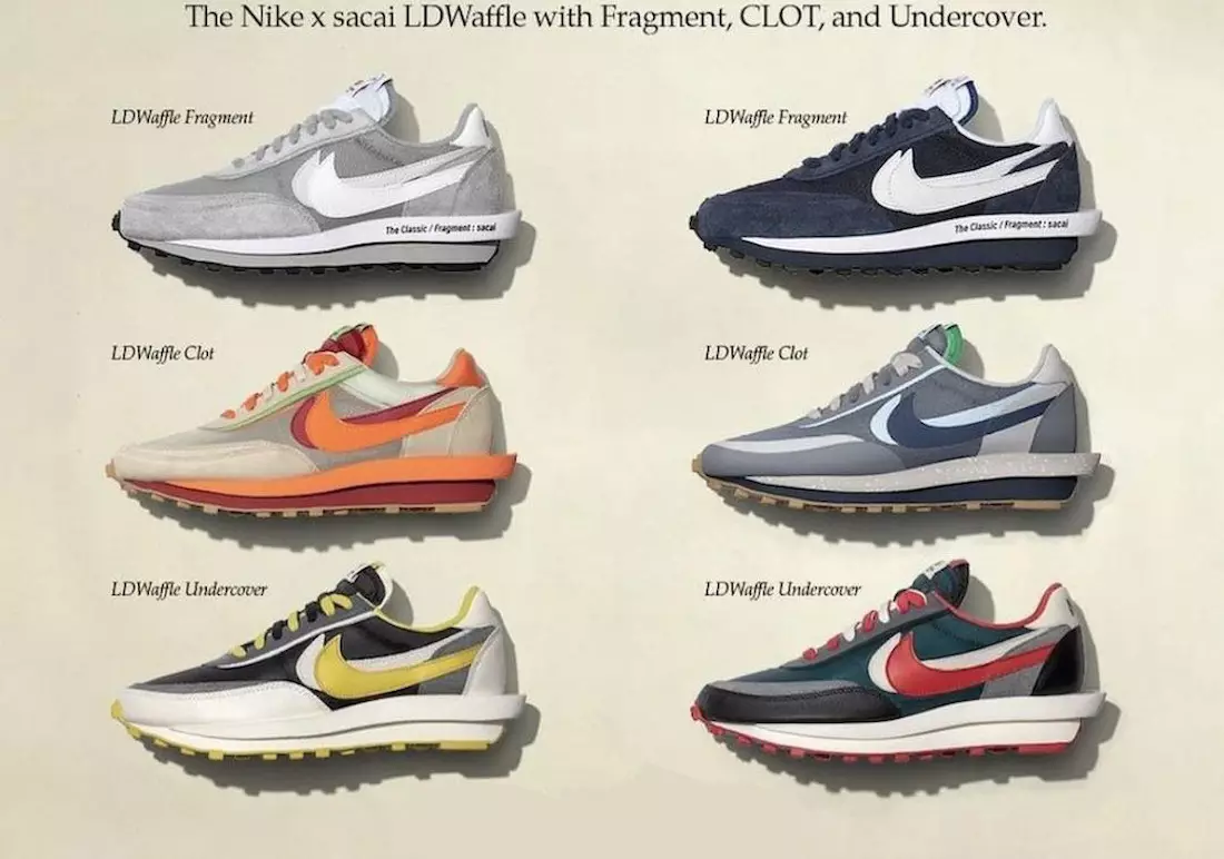 Sacai x Nike LDWaffle разкрити в седем предстоящи колаборации