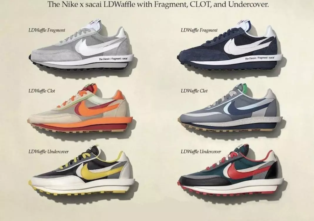 Sacai Fragment Clot Undercover Nike LDWaffle väljalaskekuupäev