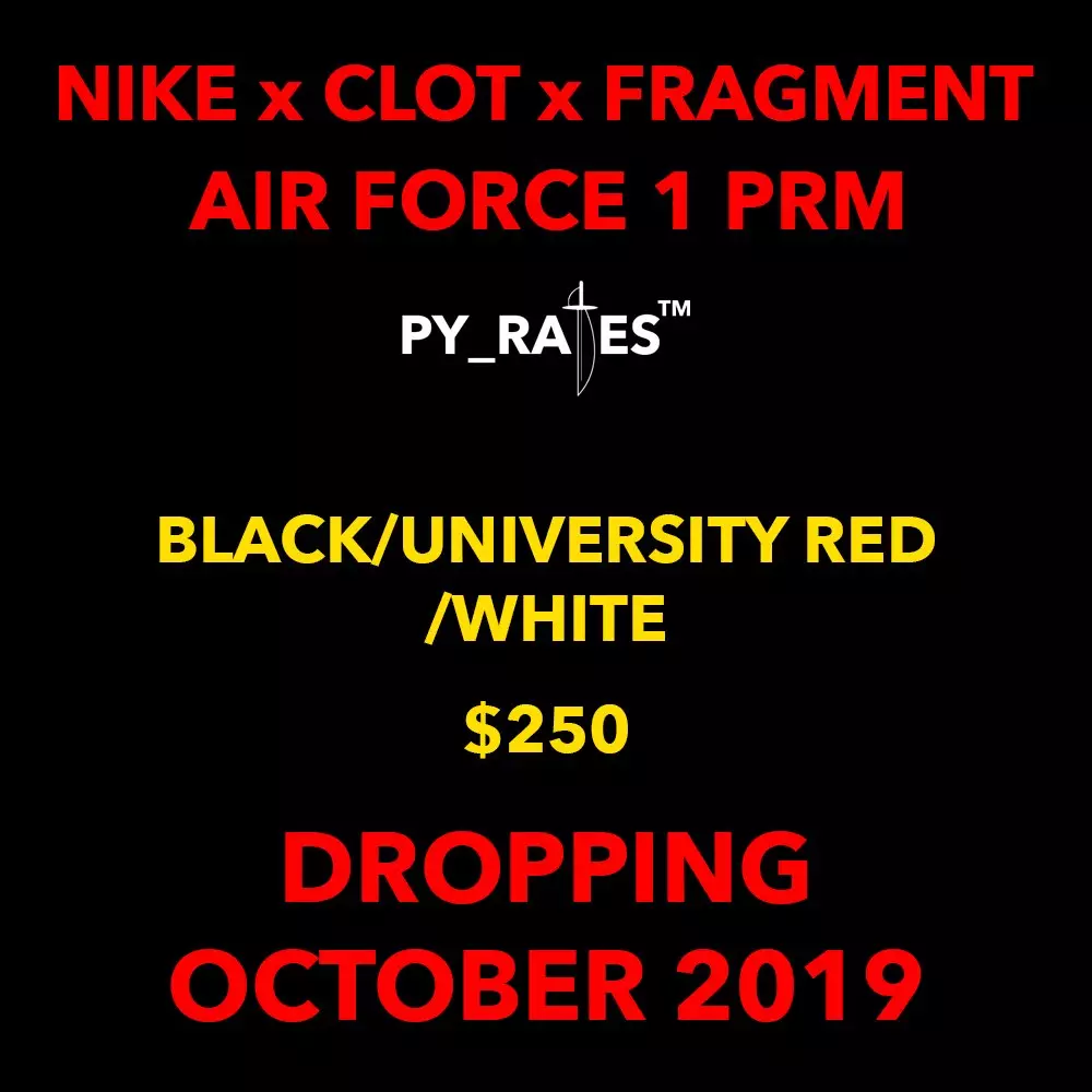 Fragment Clot Nike Air Force 1 Préimh Black University Red White Dáta Eisiúna