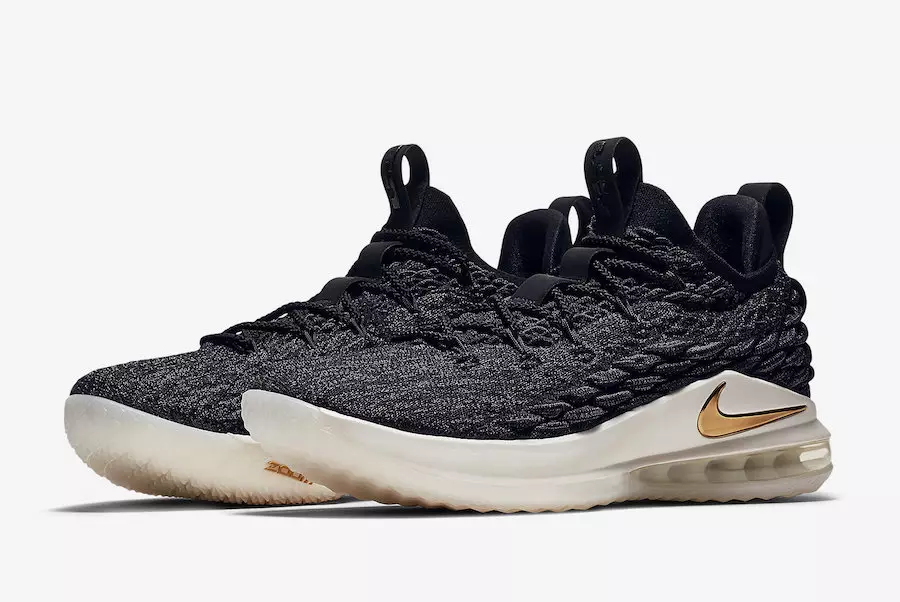 Nike LeBron 15 Óir Miotalach Dubh Íseal AO1756-001 Dáta Eisiúna