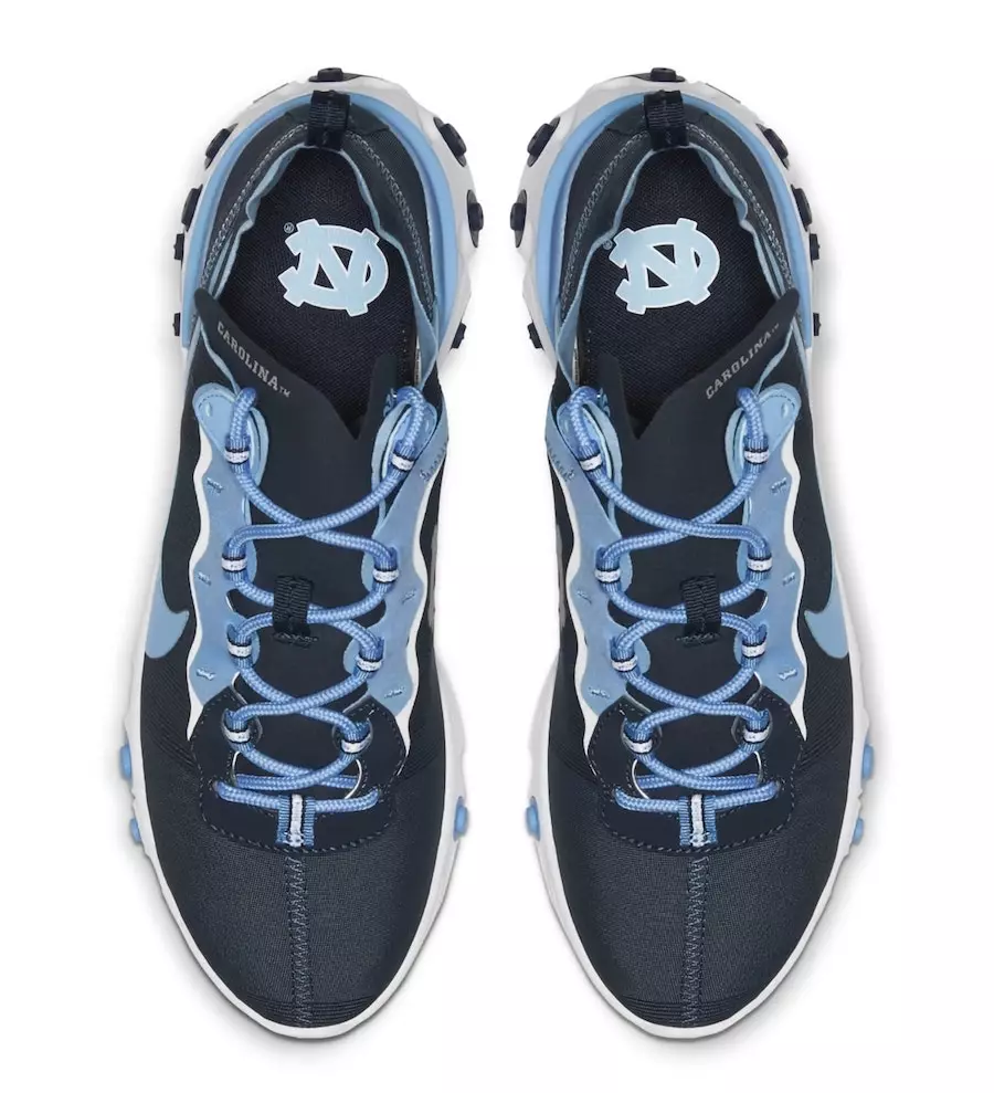 Nike React Element 55 UNC Tar Heels Izlaišanas datums