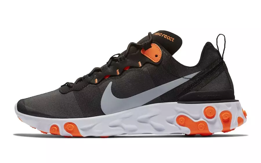 Nike React Element 55 Black Total Orange BQ6166-006 מעלדונג טאָג פּרייסינג