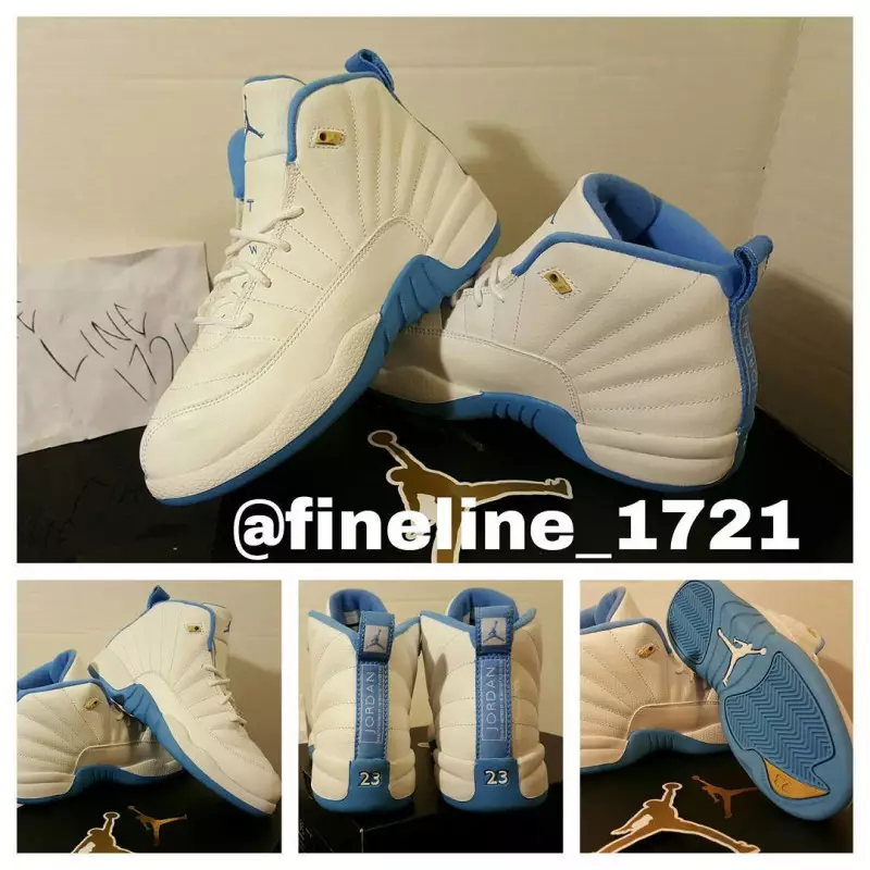 Air Jordan 12 White University זהב מתכתי כחול 2016