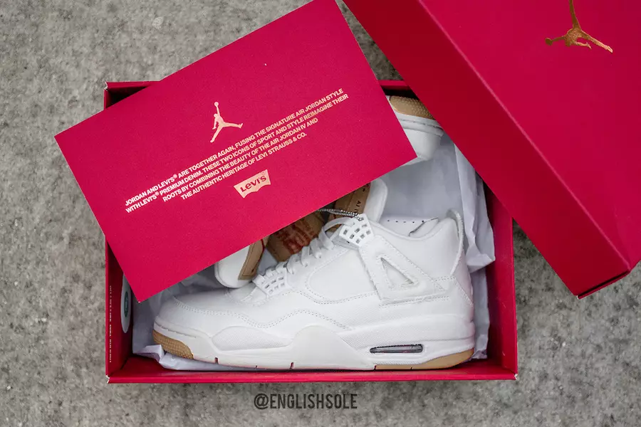 White Levis Air Jordan 4 Data de lançamento