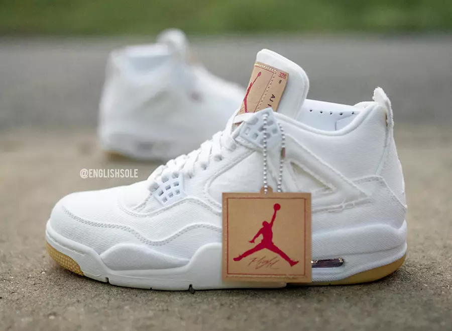 White Denim Levis Air Jordan 4