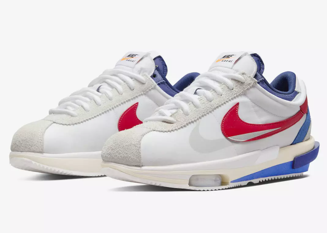 Sacai Nike Cortez 4.0 White Varsity Red Royal DQ0581-100 გამოშვების თარიღი