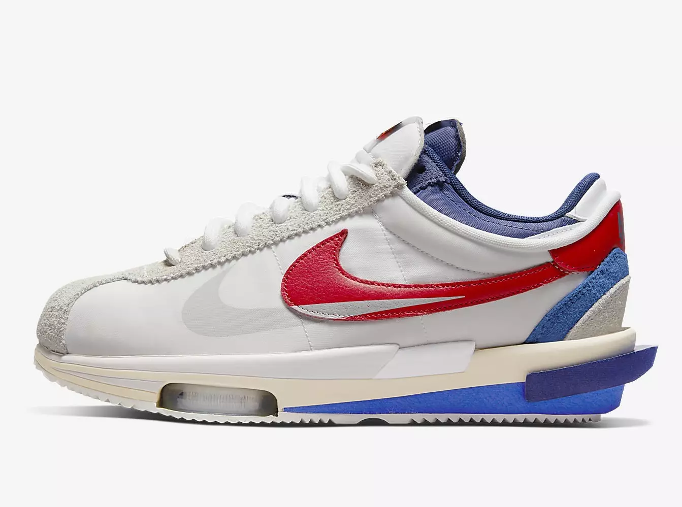 Sacai Nike Cortez Beyaz Açık Krem Üniversite Kırmızı DQ0581-100 Çıkış Tarihi