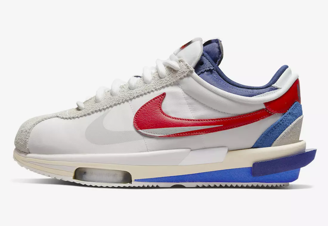 Sacai Nike Cortez 4.0 White Varsity Red Royal DQ0581-100 Izlaišanas datums