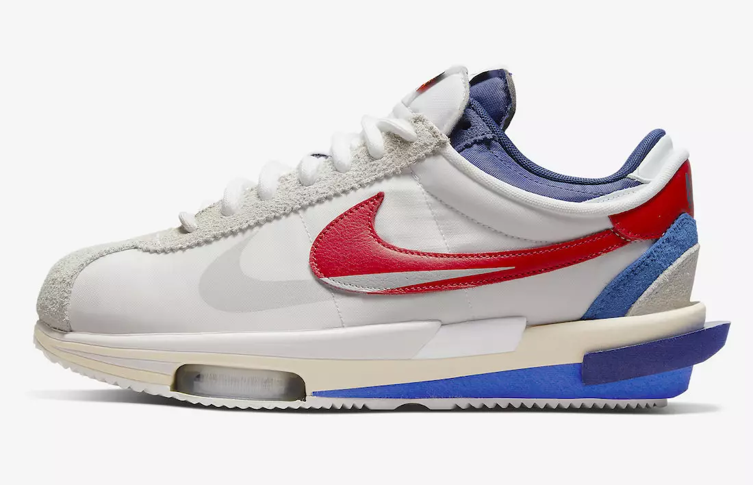 Sacai Nike Cortez 4.0 White Varsity Red Royal DQ0581-100 Datum izdaje