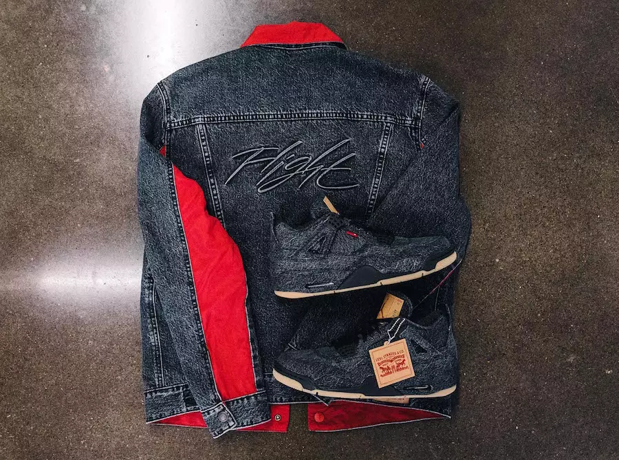 Levis Air Jordan 4 denim svart lastebiljakke