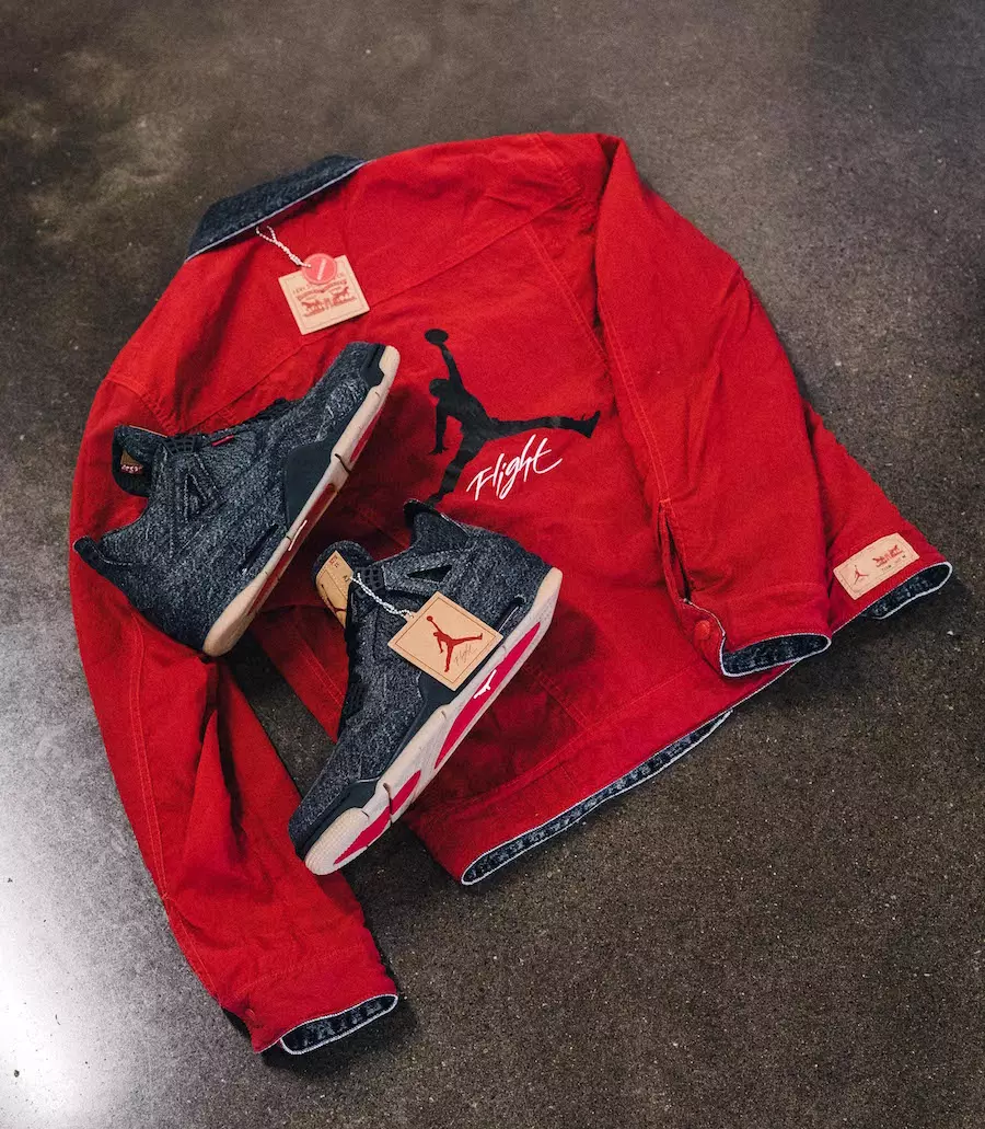 Levis Air Jordan 4 Denim Qara Trucker Gödəkçəsi