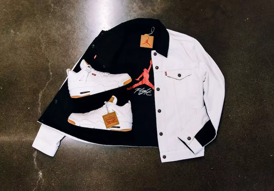 Levis Air Jordan 4 Denim White Trucker Jacket