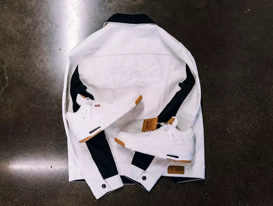 Levis Air Jordan 4 Chaqueta vaquera blanca de camionero