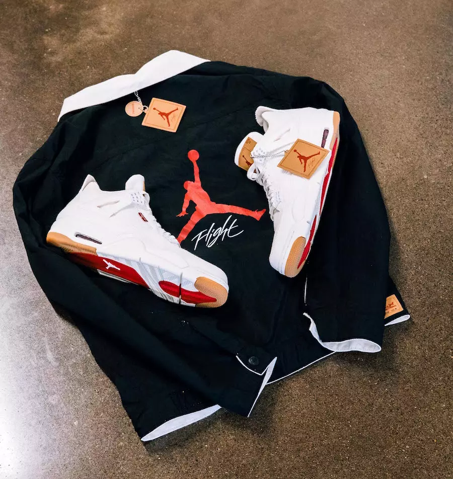 جاكيت Levis Air Jordan 4 دنيم أبيض سائق الشاحنة