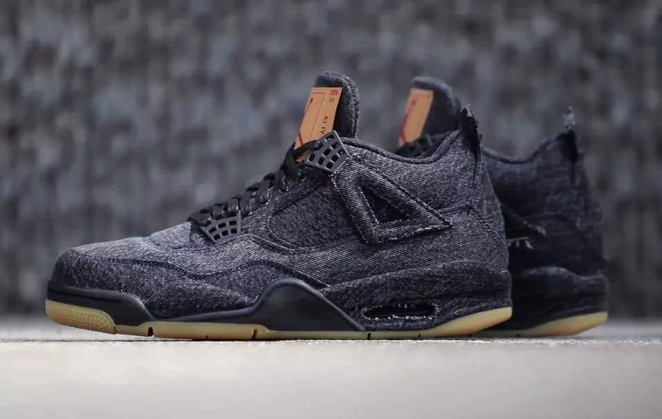 Zwarte Levis Air Jordan 4 Releasedatum Prijs