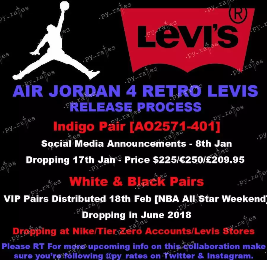 Levis Air Jordan 4 კოლექციის გამოშვების თარიღი