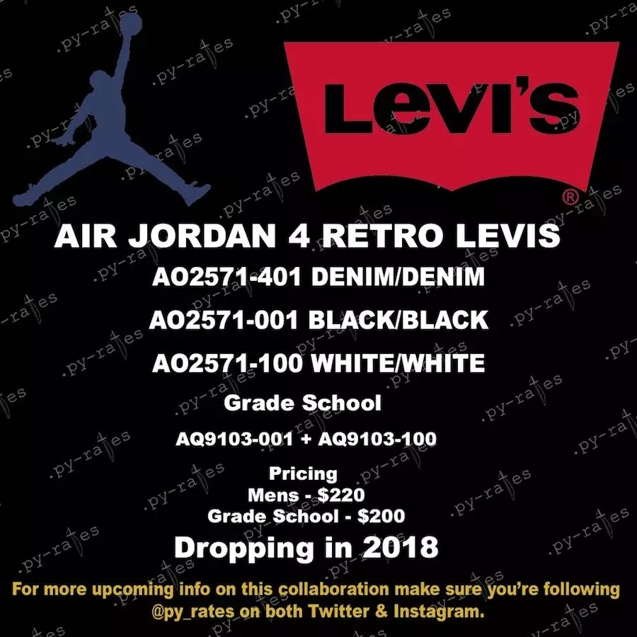 Levis Air Jordan 4 2018 коллекциясының шығу күні