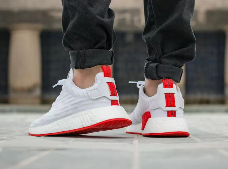 adidas NMD R2 Primeknit Putih Teras Merah BA7253